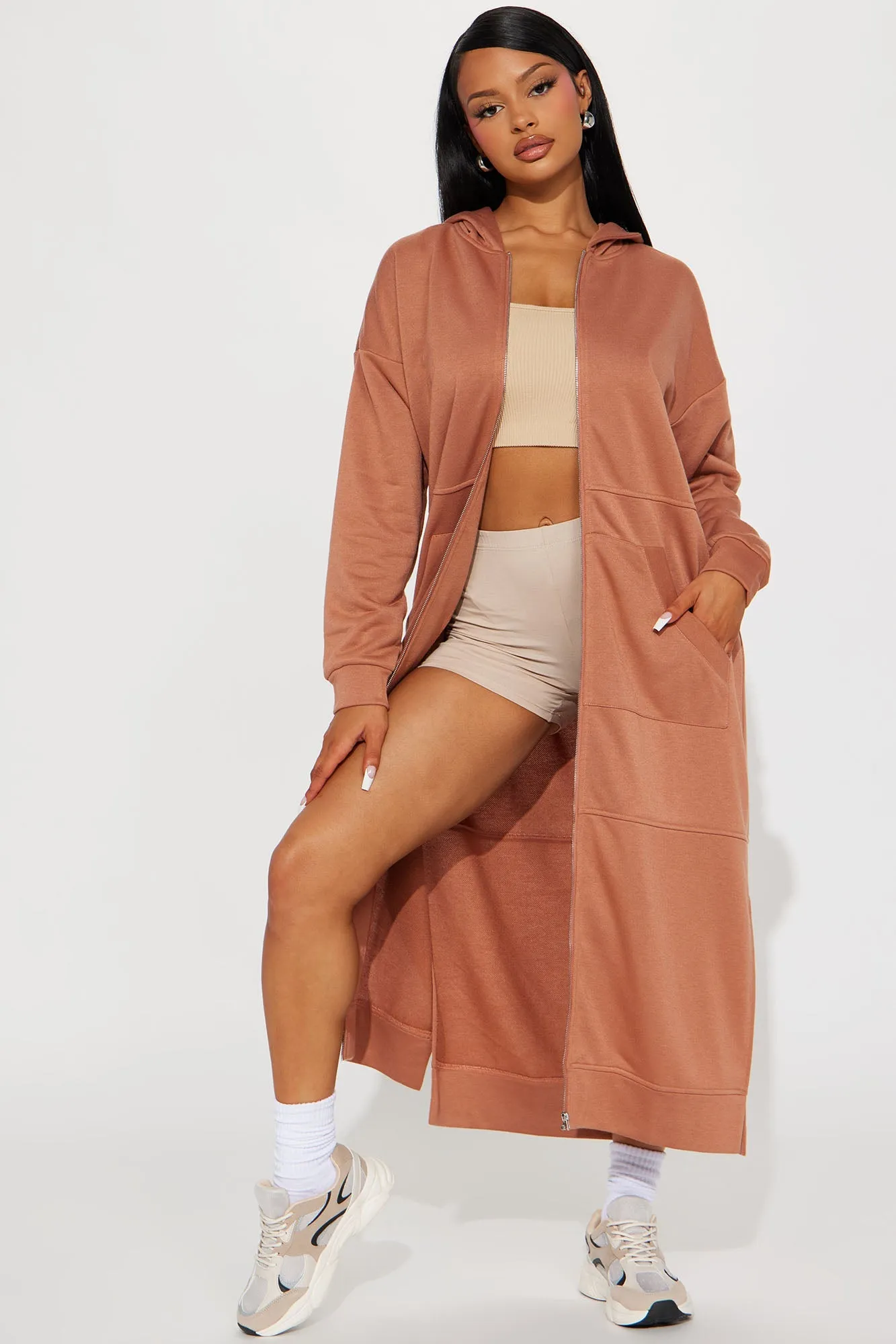 Movies And Chill Oversized Jacket - Mocha