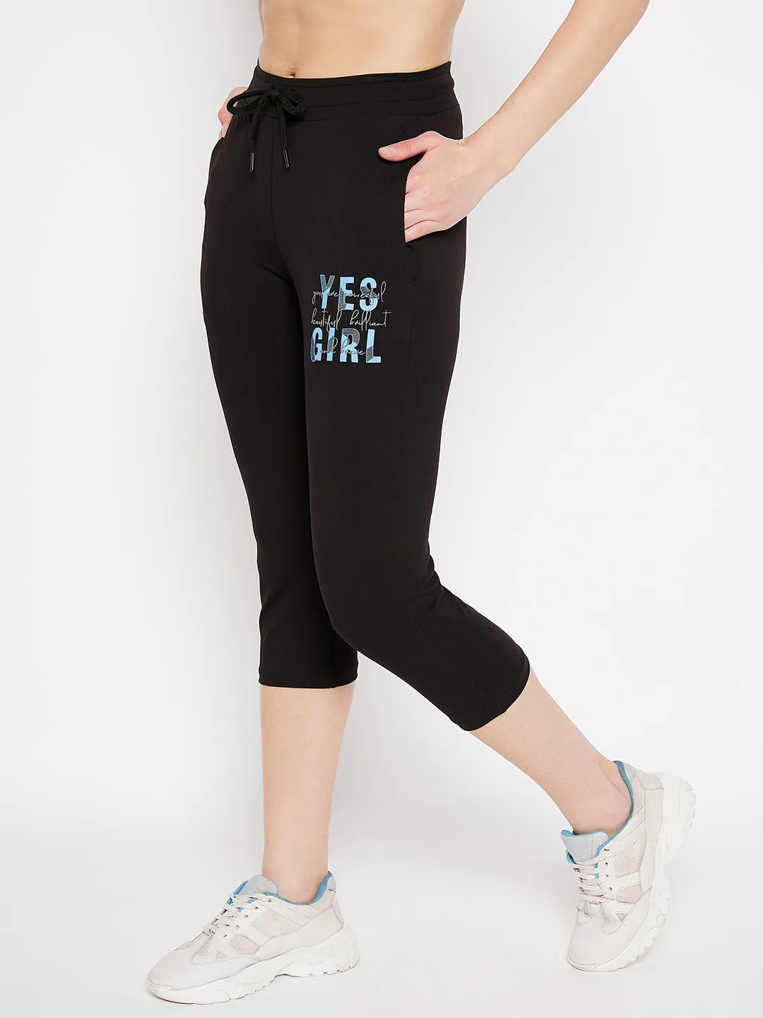mSECRET Cotton Typography Adorned Skinny fit Capris