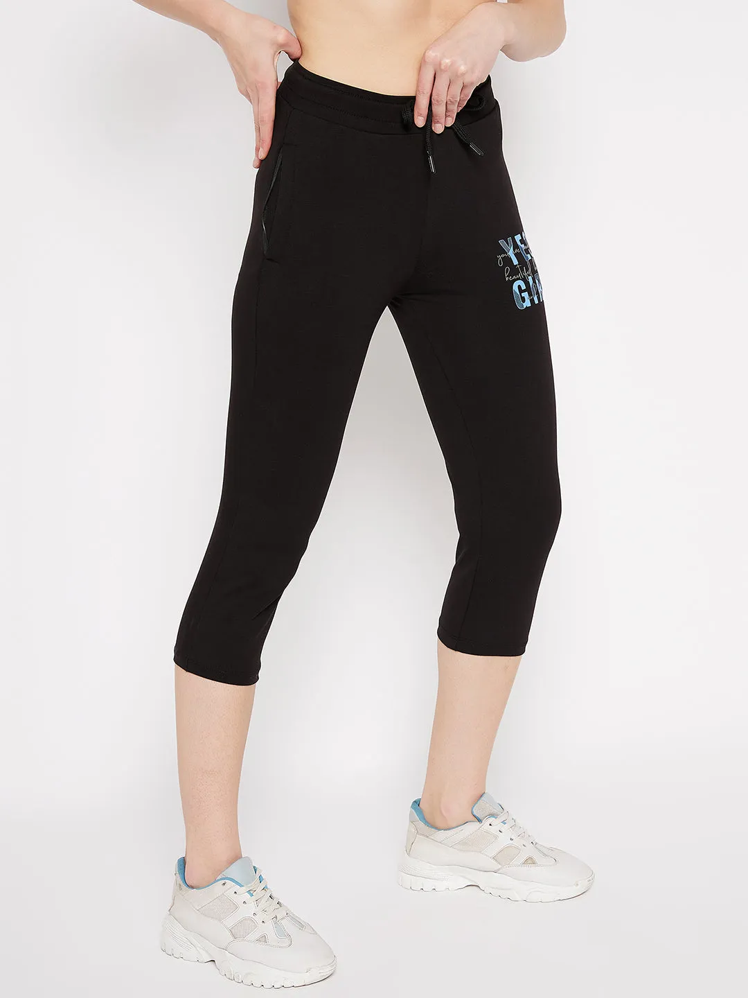 mSECRET Cotton Typography Adorned Skinny fit Capris
