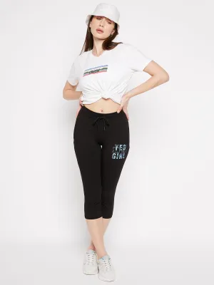 mSECRET Cotton Typography Adorned Skinny fit Capris
