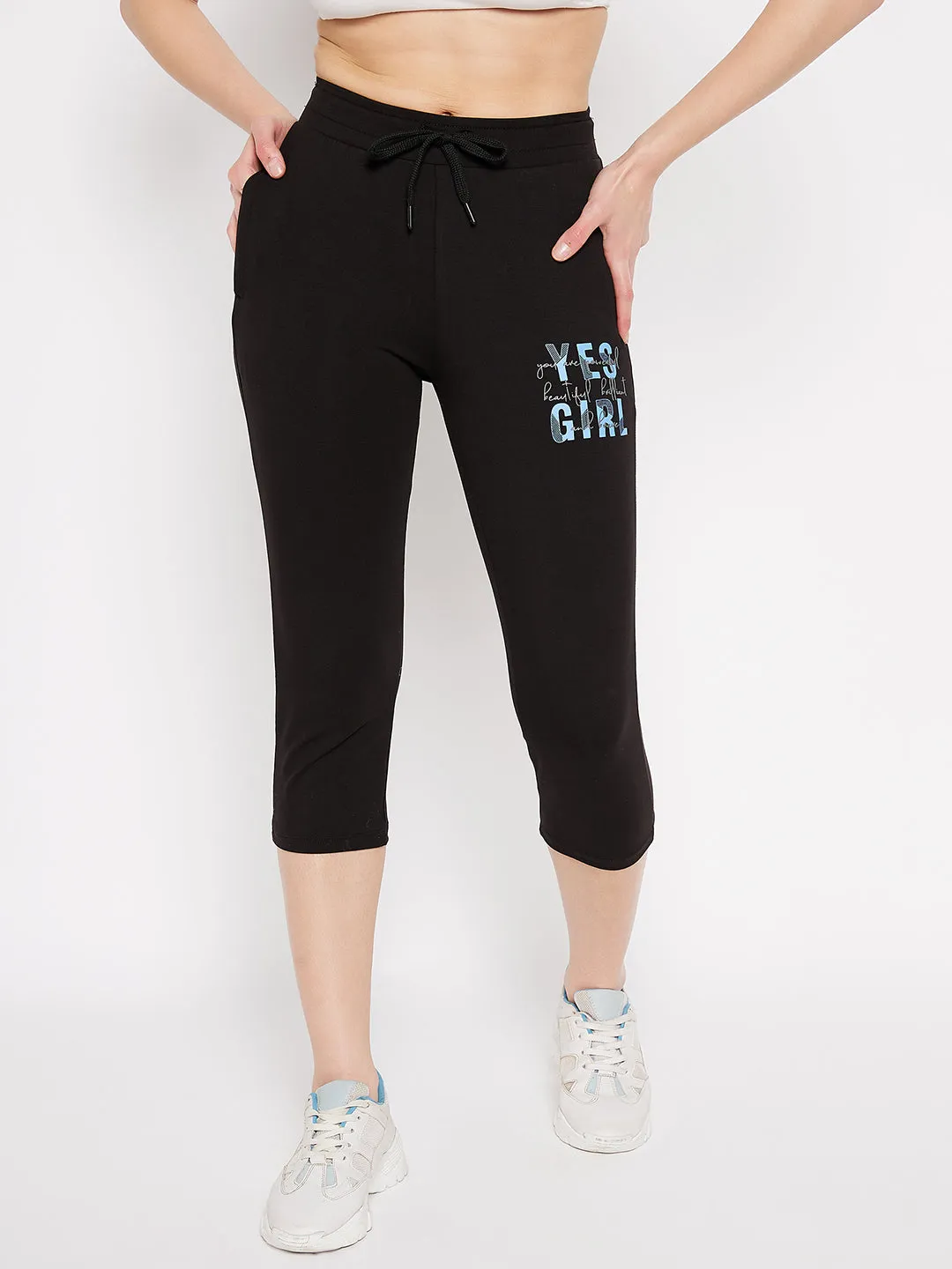 mSECRET Cotton Typography Adorned Skinny fit Capris