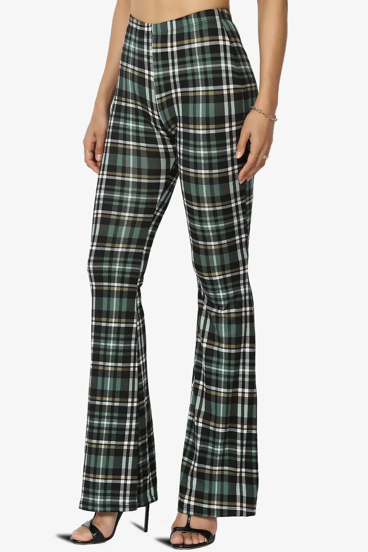 Mumu Plaid Jersey Flare Pants