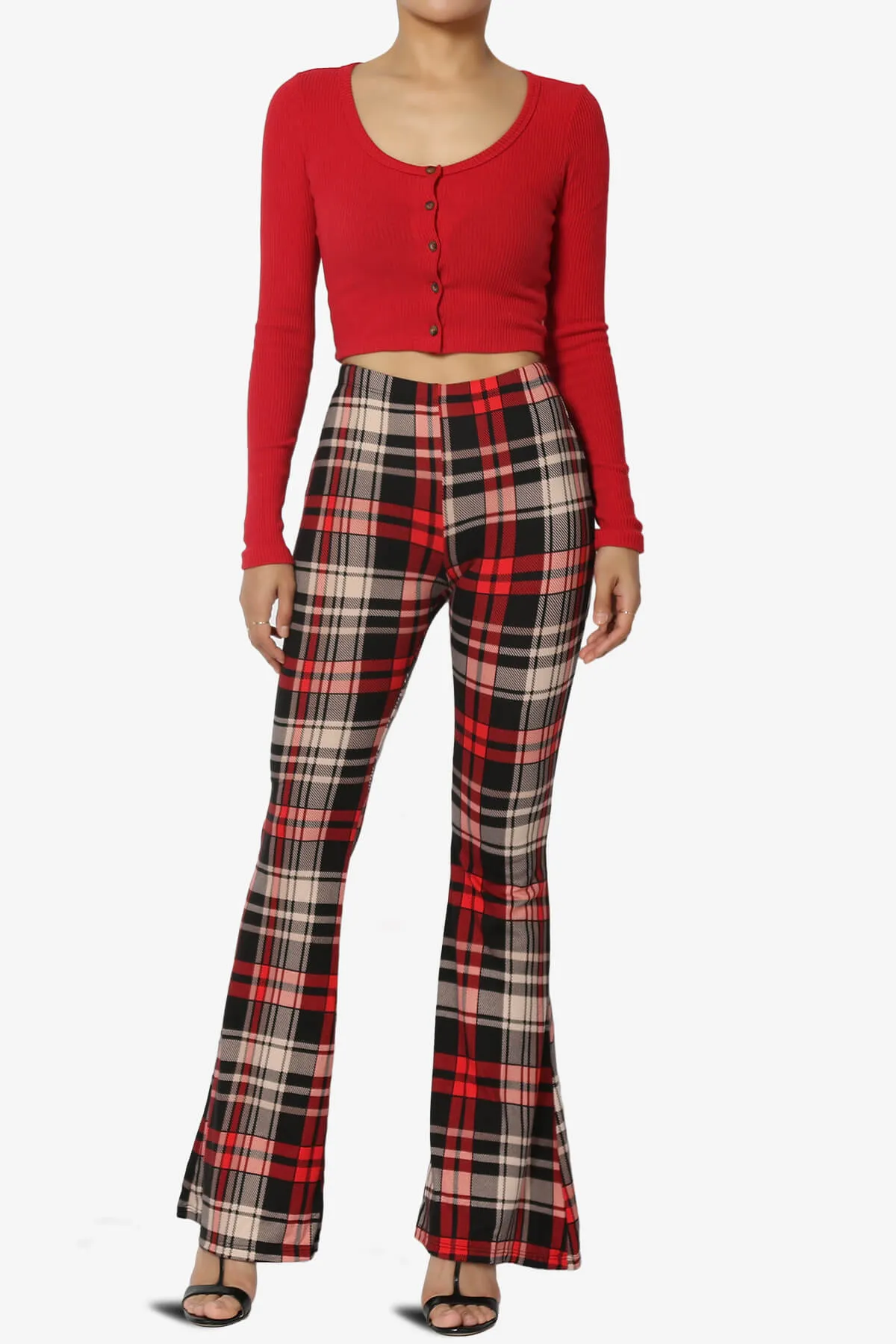 Mumu Plaid Jersey Flare Pants