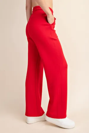 My Soul Scuba Straight Leg Pants-True Red