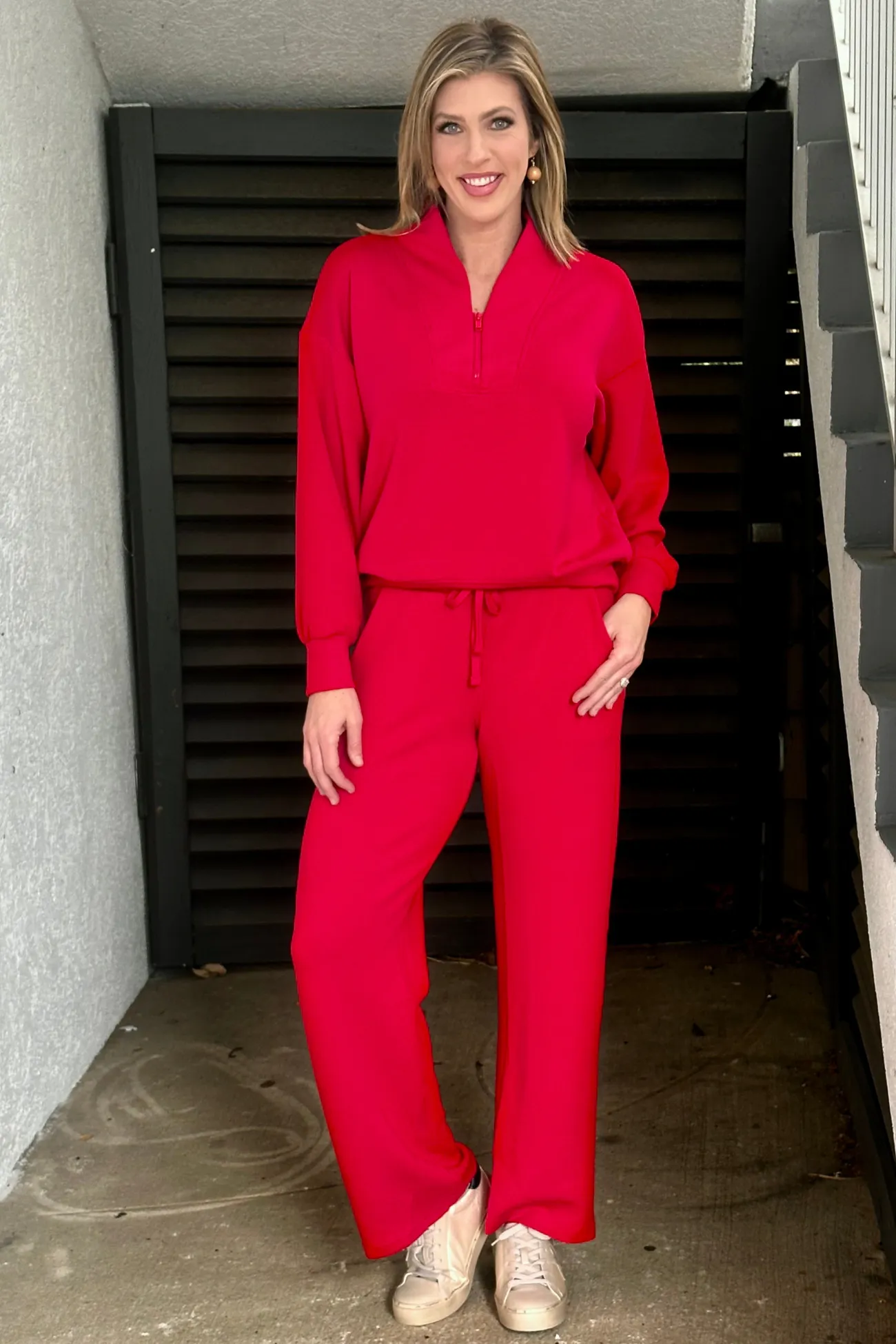 My Soul Scuba Straight Leg Pants-True Red