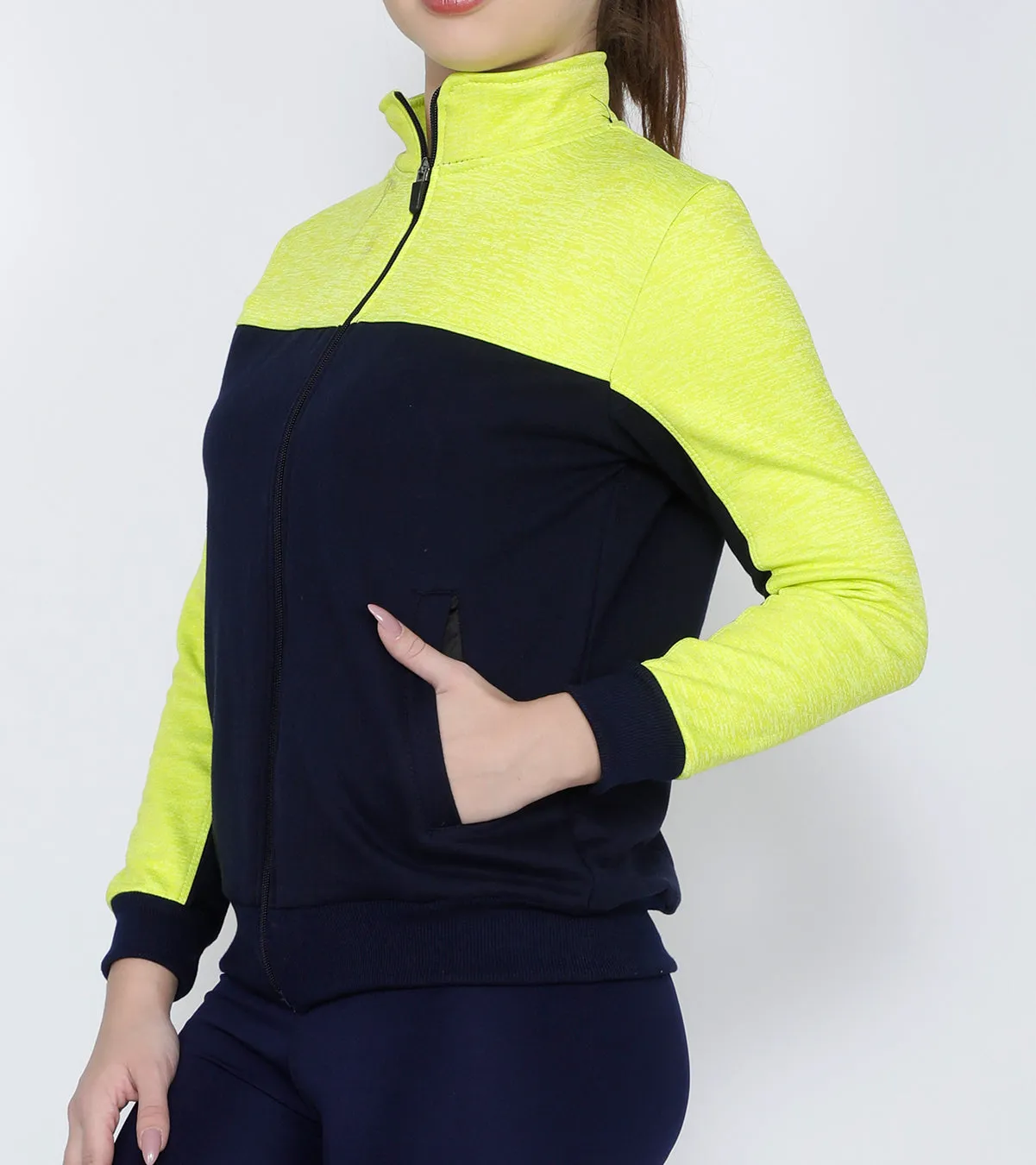 Navy Lime Slim Fit Jacket