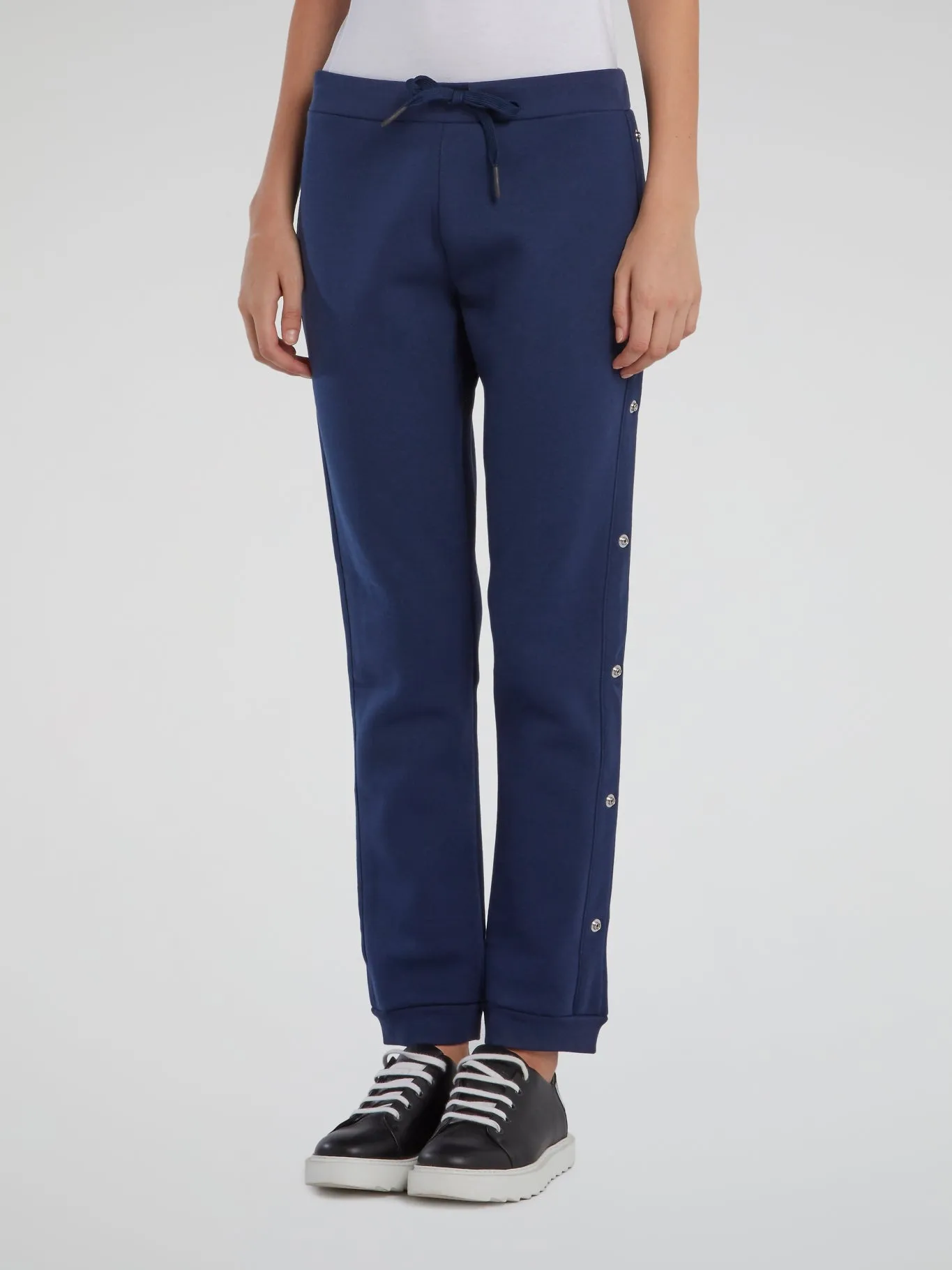 Navy Side Button Track Pants