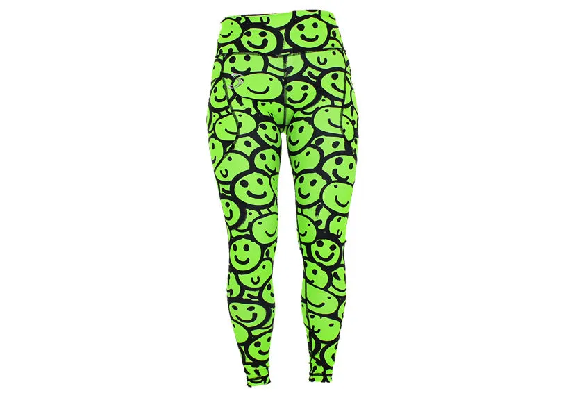 Neon Smiles leggings with pockets