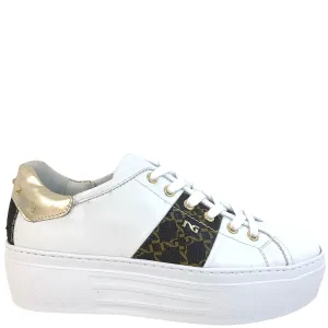 NeroGiardini White Leather Studded Sneakers