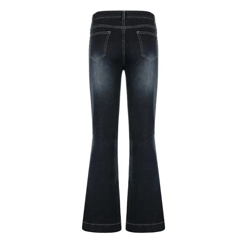 New Flare Jeans Women's Low Waist Trousers Vintage Aesthetic Denim Pants Streetwear Mom Casual Korean Fashion Y2k  Jeans