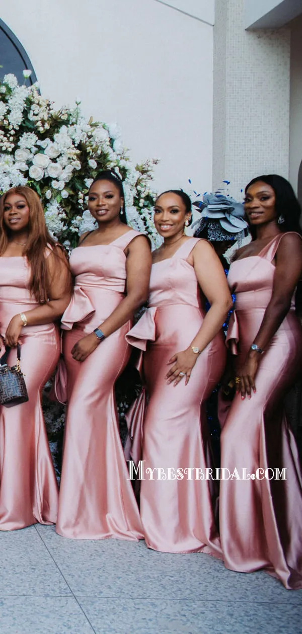 Newest One-shoudler Mermaid Long Bridesmaid Dresses Online, BDS0158