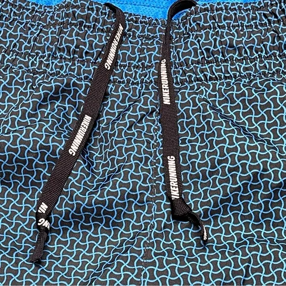 Nike Medium Blue and Neon Green Dri-Fit Activewear Running Shorts