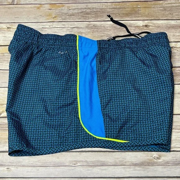 Nike Medium Blue and Neon Green Dri-Fit Activewear Running Shorts