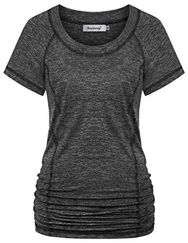Ninedaily Workout Tops for Women,Juniors Roomy Beach Vacation Volleyball Tees Game Leisure Compression Shirts for Womens Short Sleeve Thin Soccer Training Tunics Ladies Missss Black Large