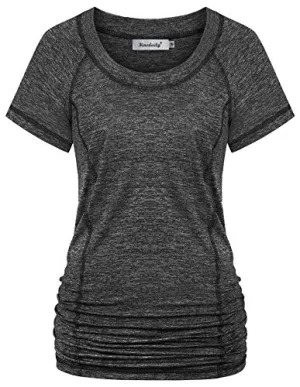 Ninedaily Workout Tops for Women,Juniors Roomy Beach Vacation Volleyball Tees Game Leisure Compression Shirts for Womens Short Sleeve Thin Soccer Training Tunics Ladies Missss Black Large