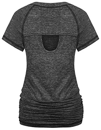Ninedaily Workout Tops for Women,Juniors Roomy Beach Vacation Volleyball Tees Game Leisure Compression Shirts for Womens Short Sleeve Thin Soccer Training Tunics Ladies Missss Black Large