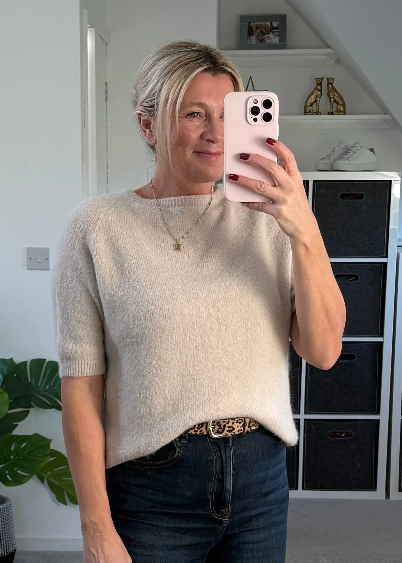 Oatmeal Fluffy S/S Jumper