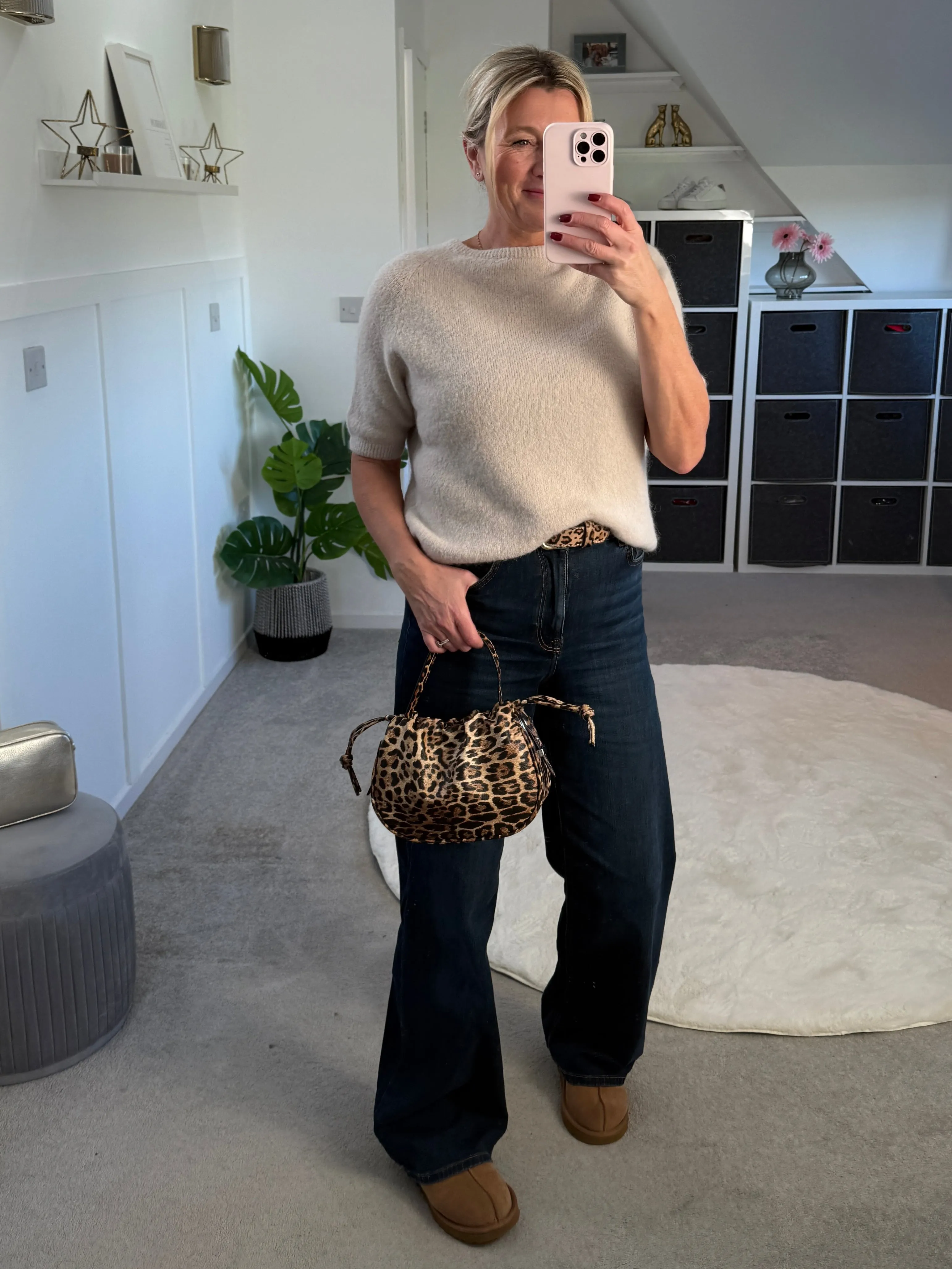 Oatmeal Fluffy S/S Jumper