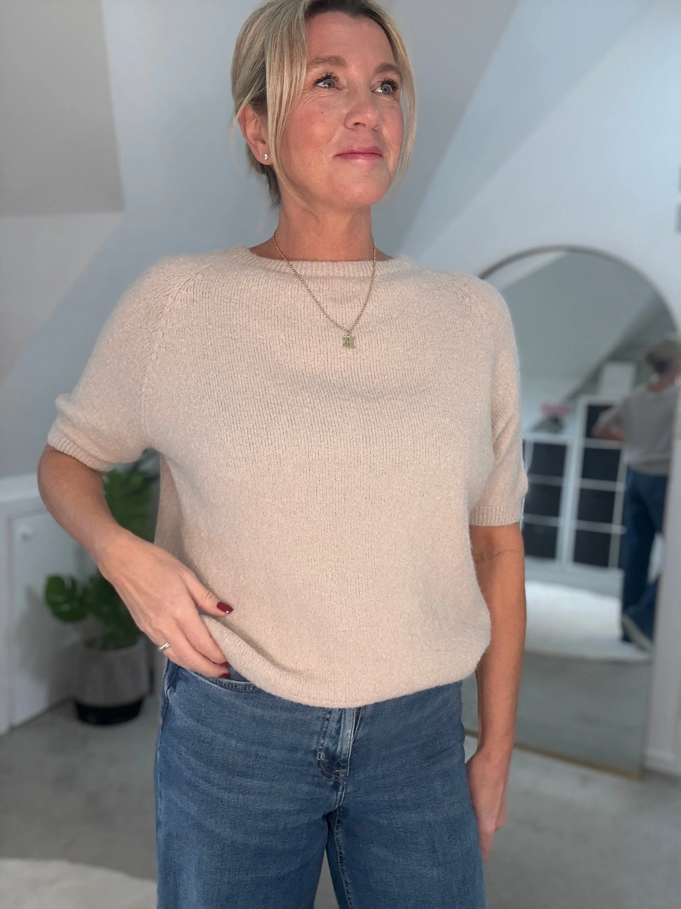 Oatmeal Fluffy S/S Jumper