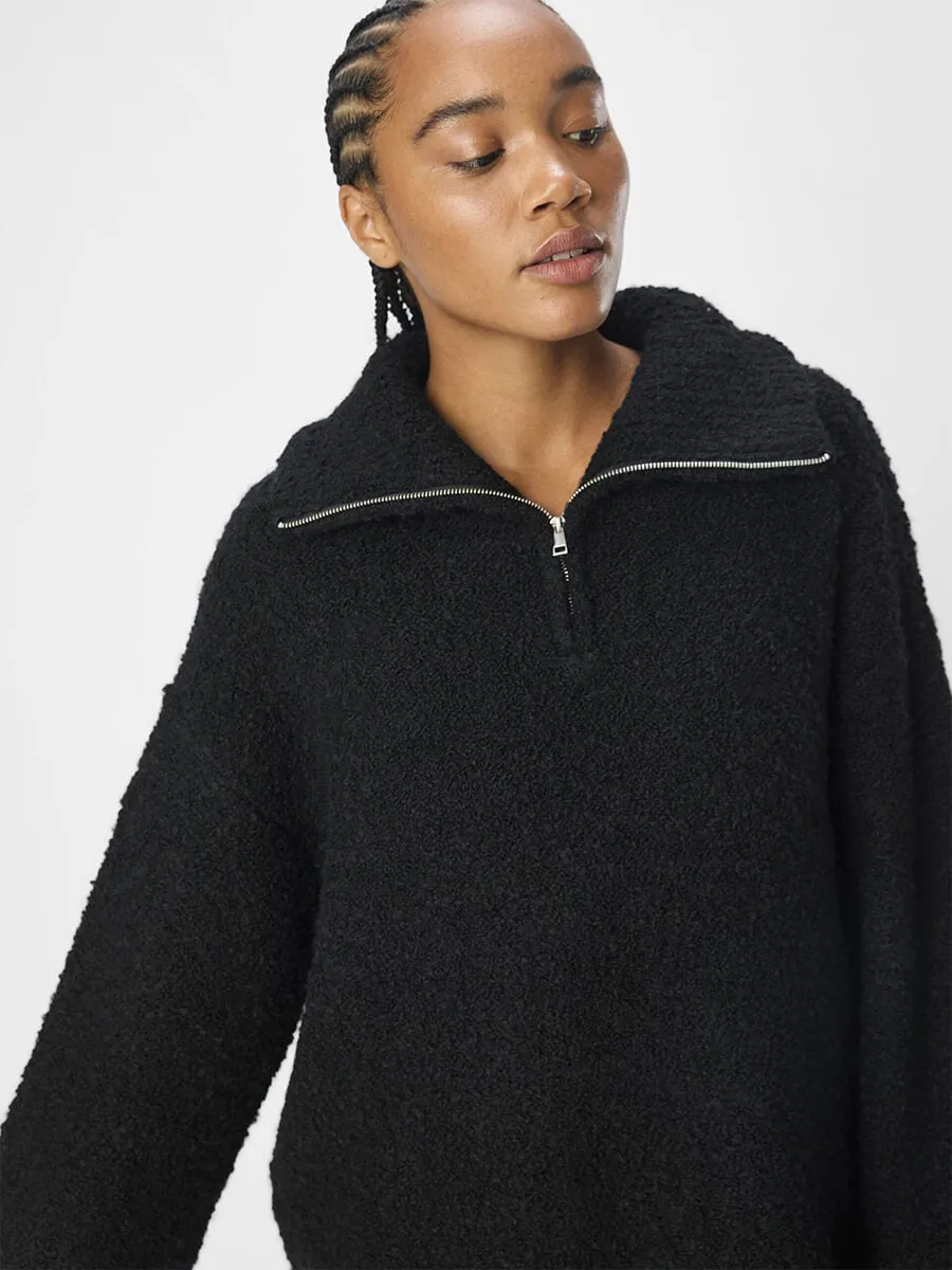 OBJTotalya Half Zip Pullover - Black