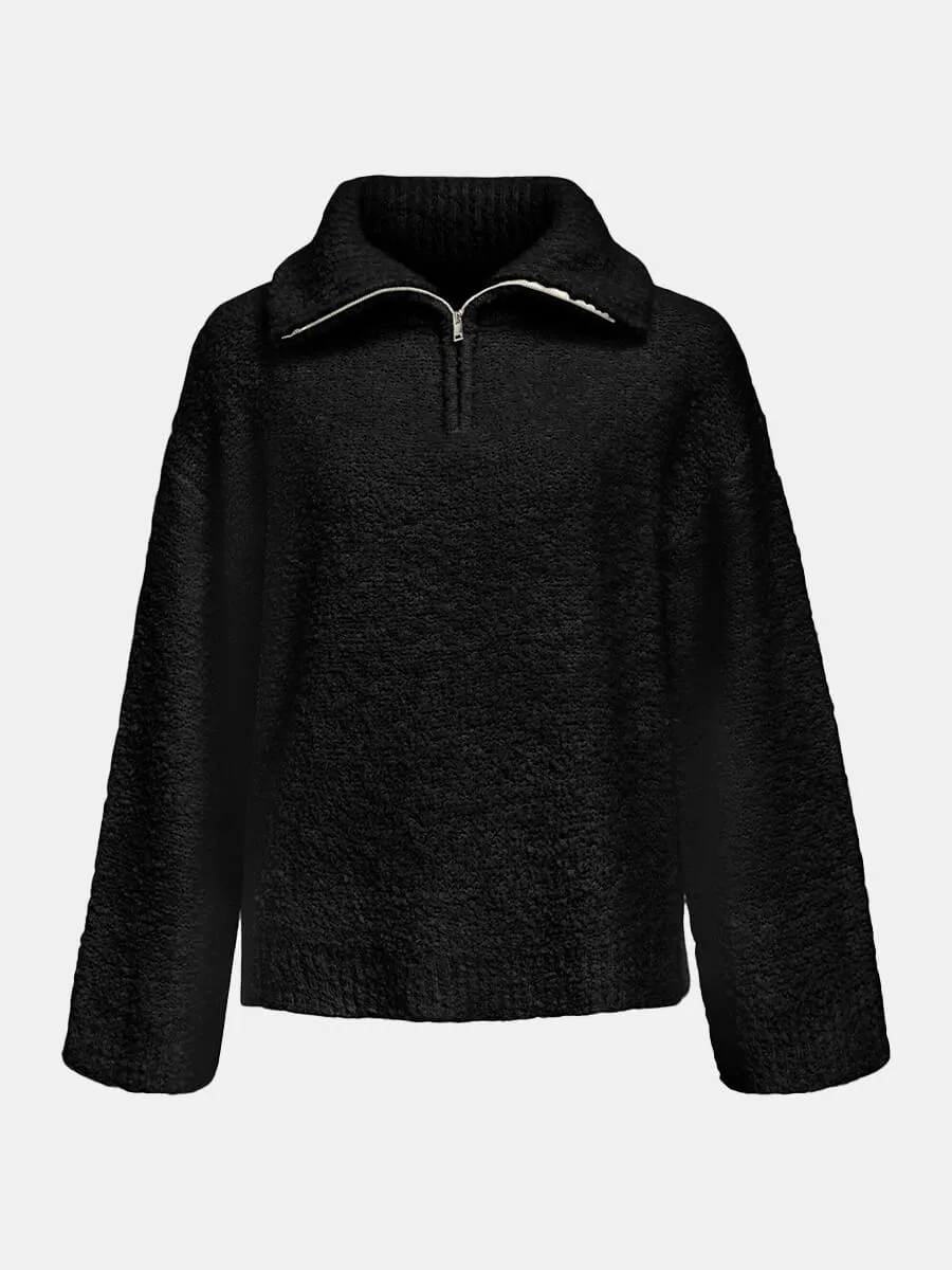 OBJTotalya Half Zip Pullover - Black