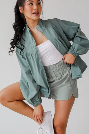 On The Daily Sage Athletic Windbreaker Jacket