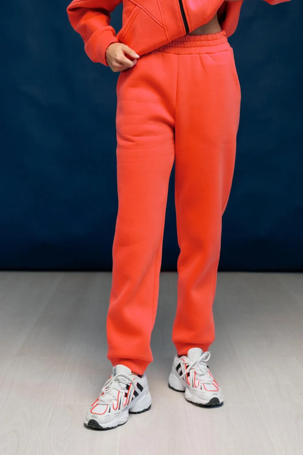 Orange casual pants with fleece