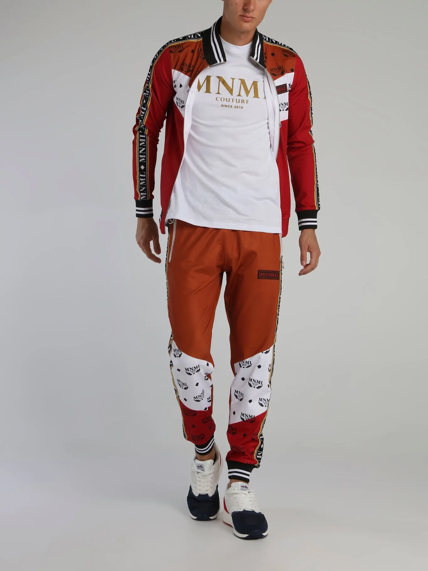 Orange Drawstring Monogram Track Pants