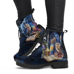 Owls & Books Watercolor Ankle Boots