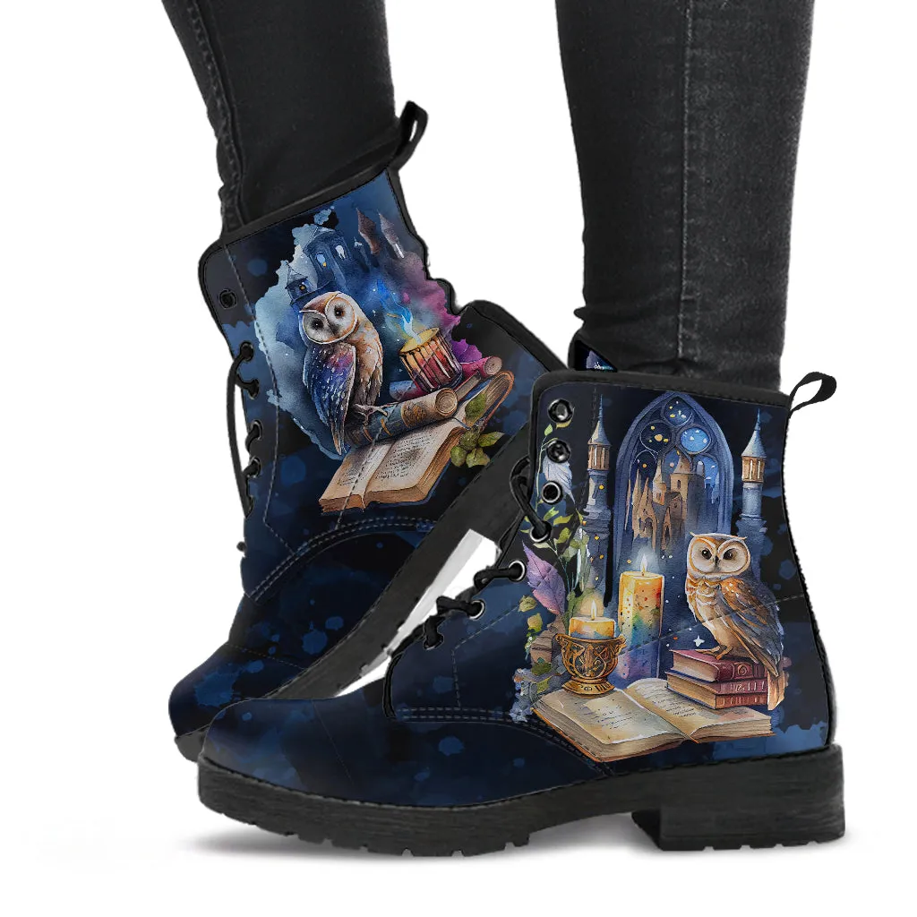 Owls & Books Watercolor Ankle Boots