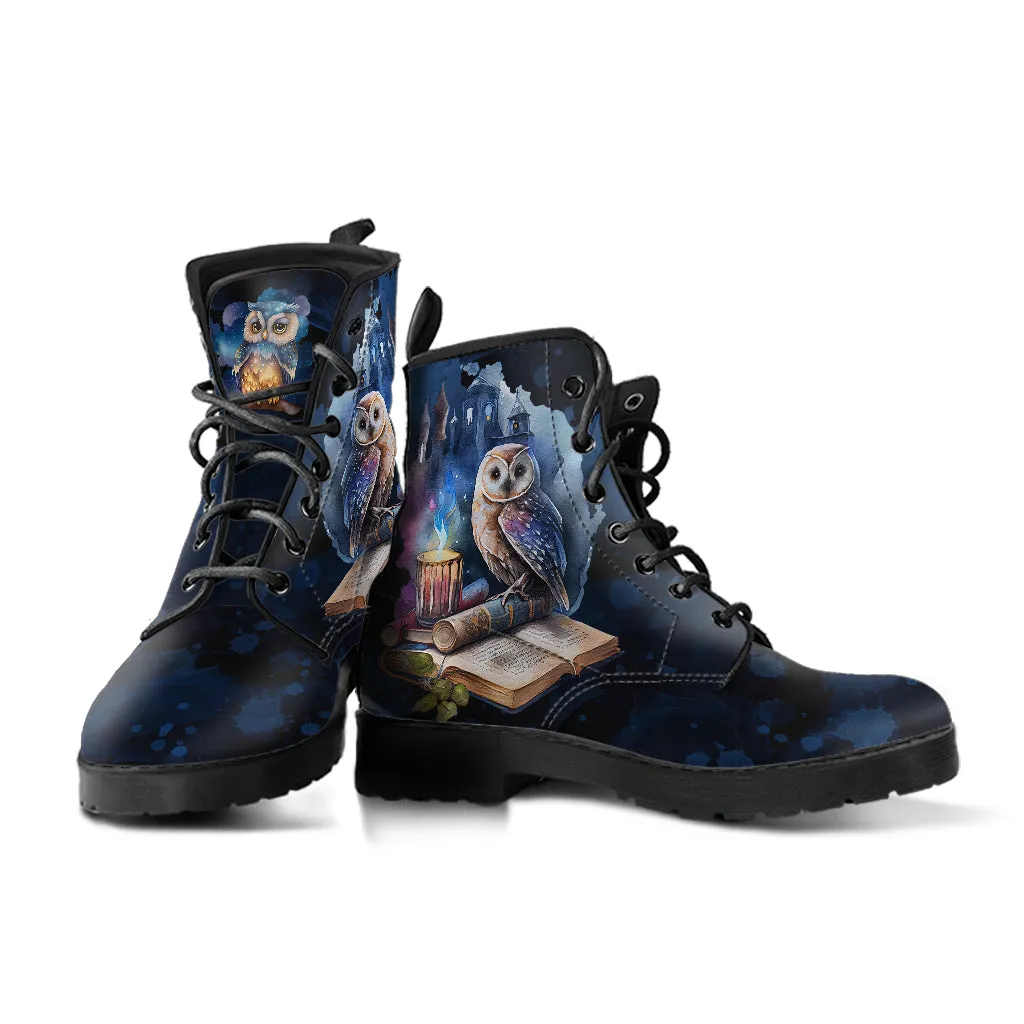 Owls & Books Watercolor Ankle Boots