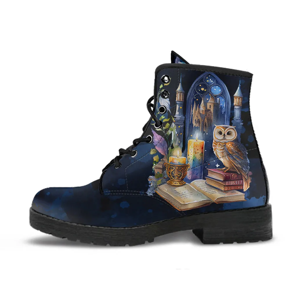 Owls & Books Watercolor Ankle Boots