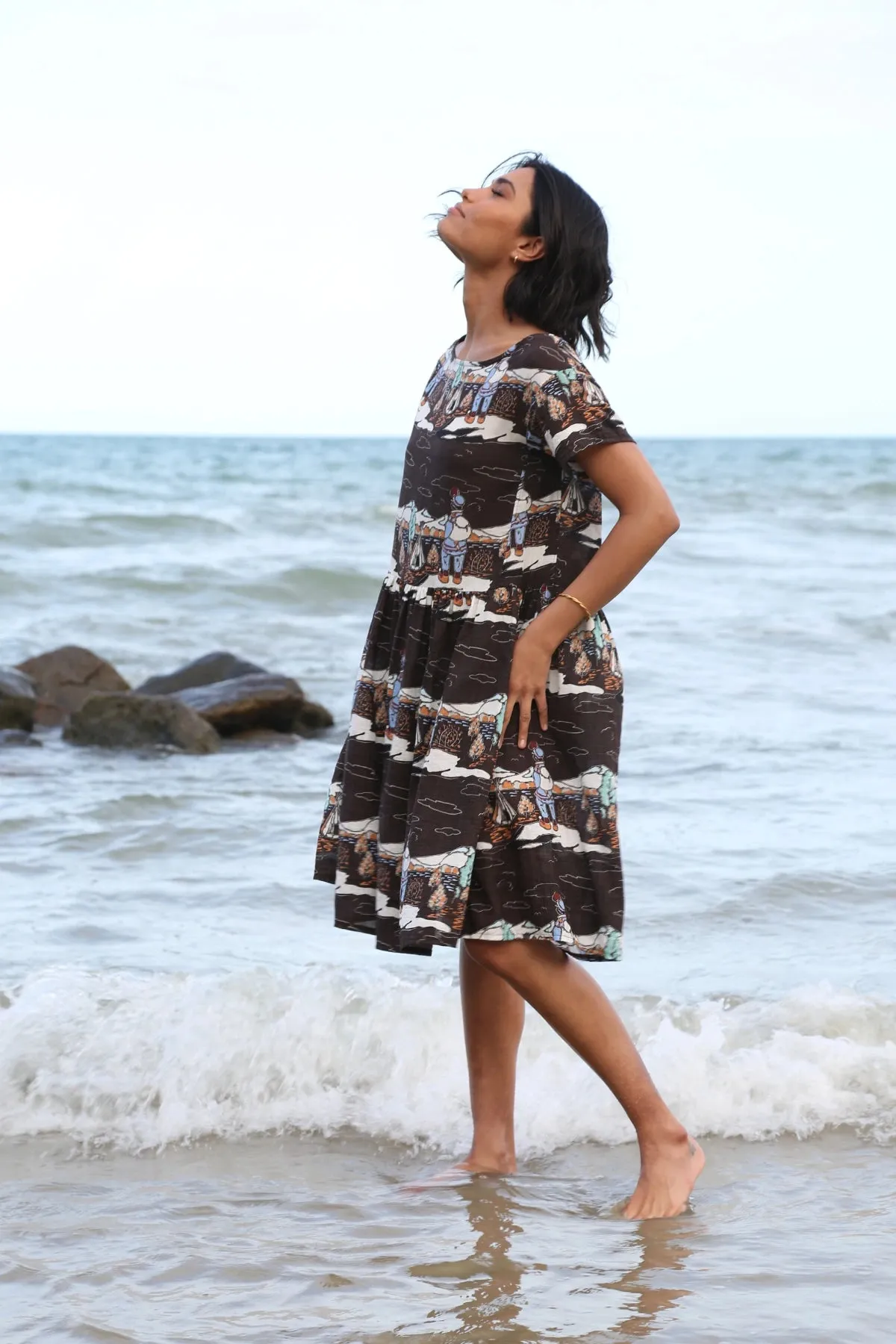 Pathfinder Drop Waist Dress in Seersucker