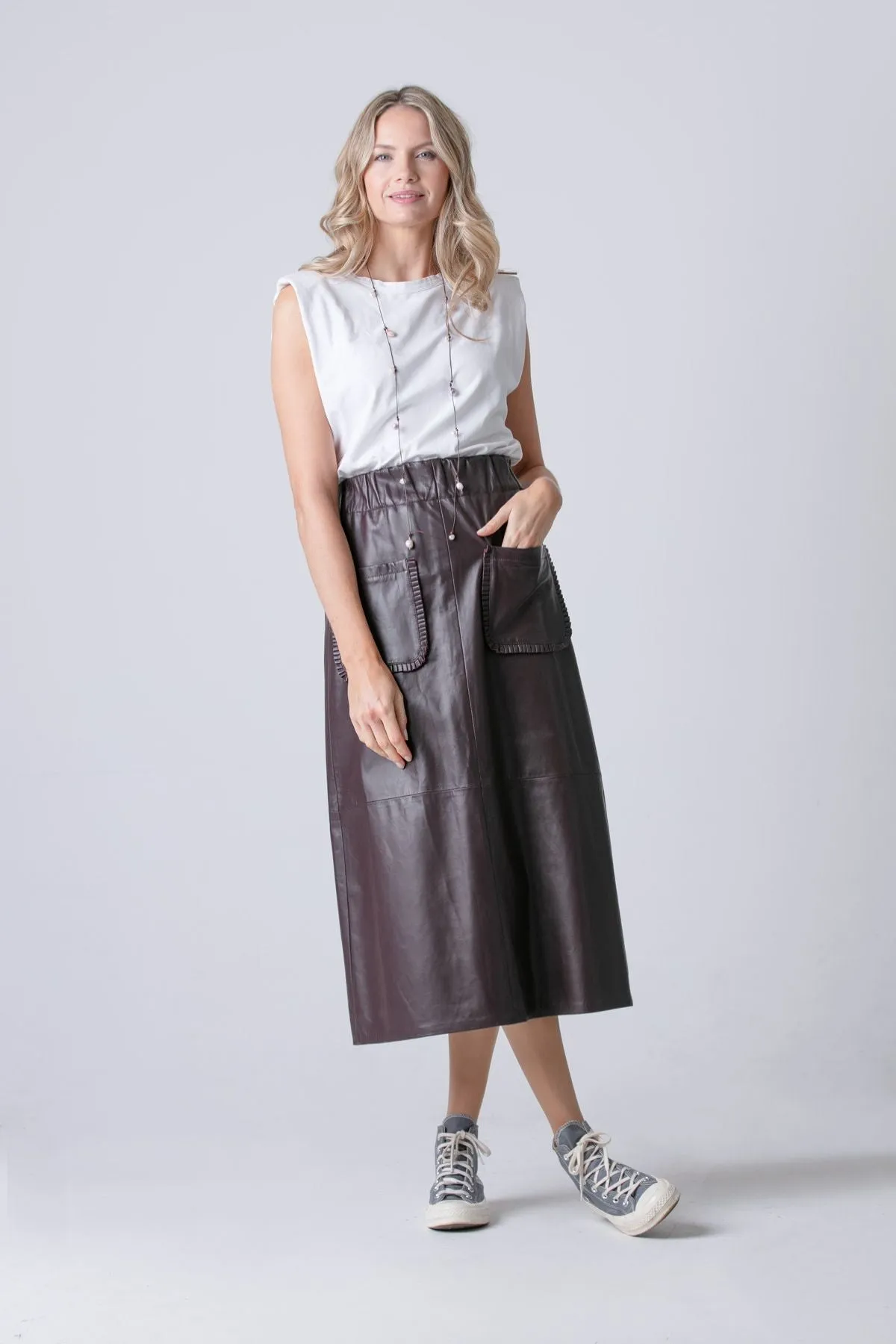 Phoebe Leather Skirt