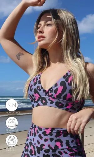 Pink Leopard Diamond Back Bra