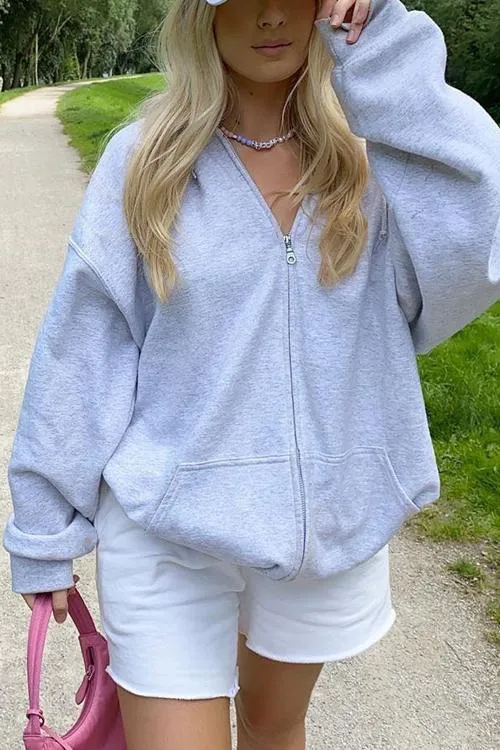 Pockets Loose Hoodie Coat