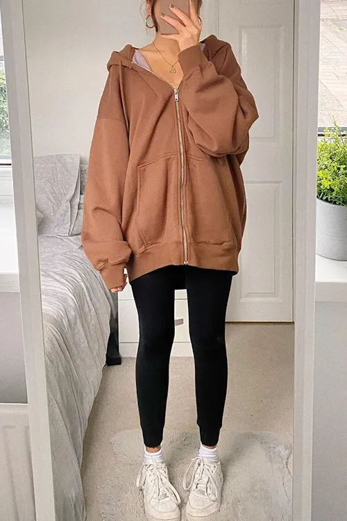 Pockets Loose Hoodie Coat