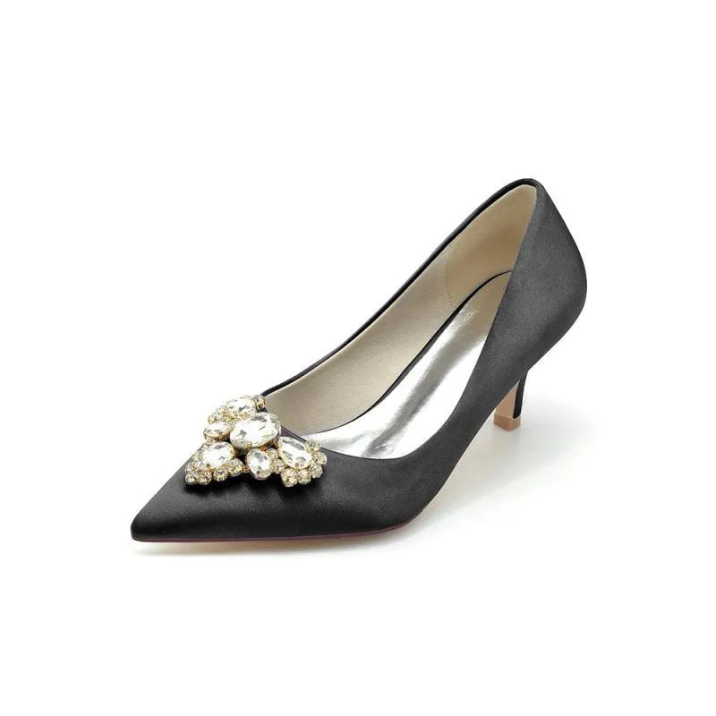 Pointed Toe Stiletto Heels with Rhinestone