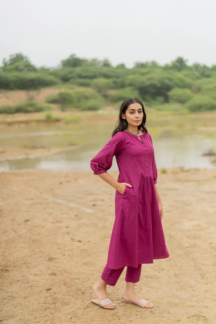 Purple Dusk Kurta Set with tonal dupatta