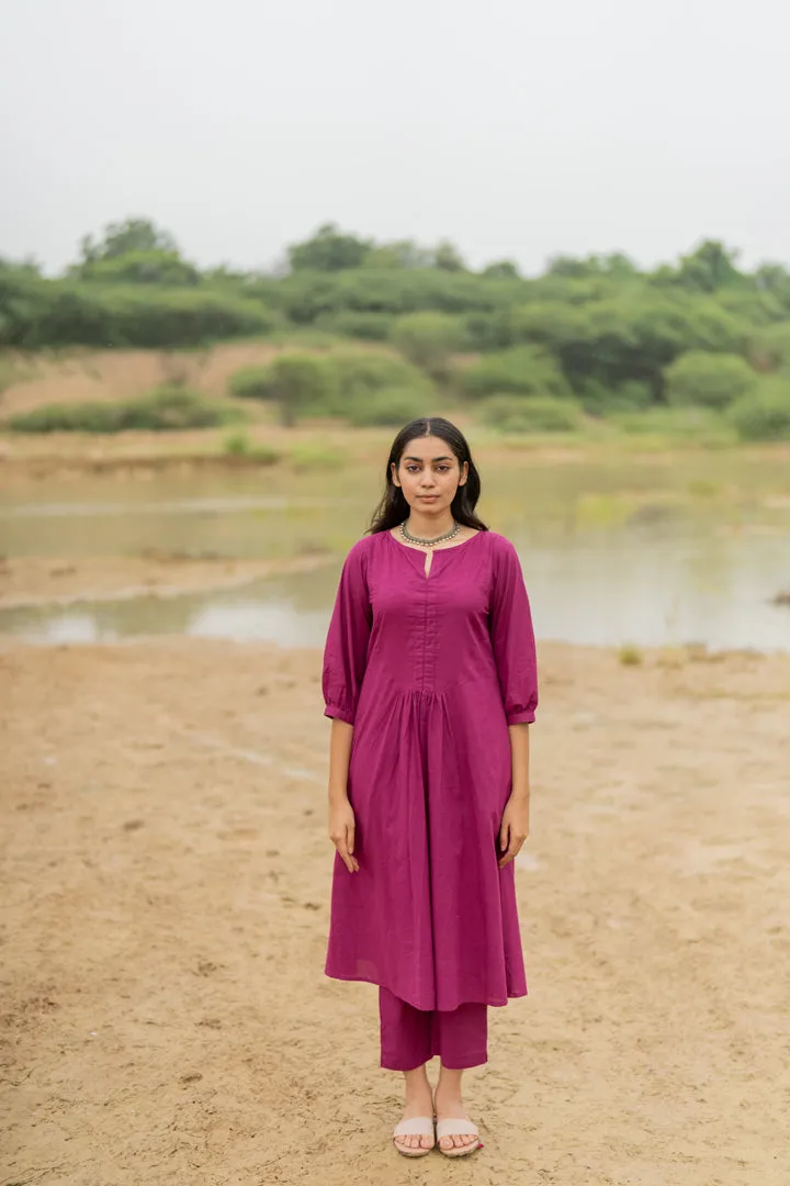 Purple Dusk Kurta Set with tonal dupatta