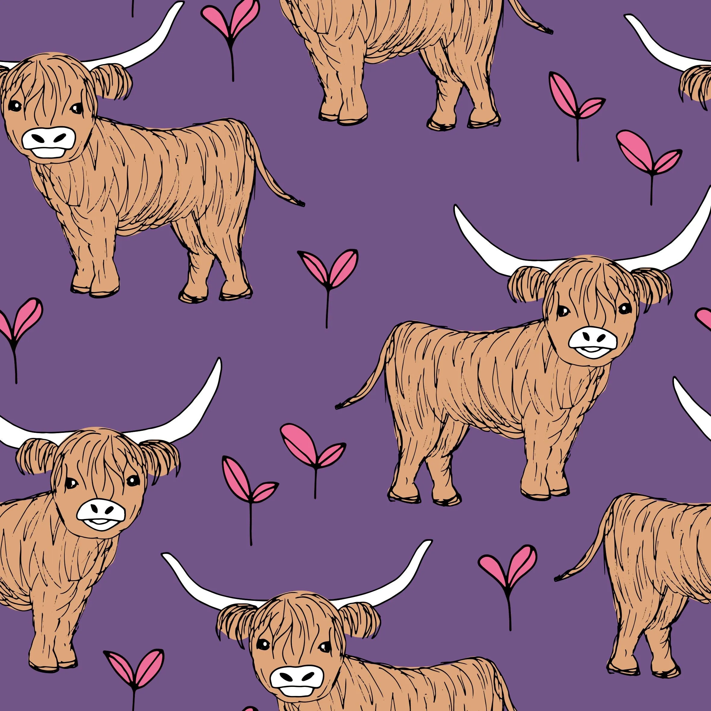 Purple Highland Cow Women’s Activewear Leggings - Tall 33” inside leg