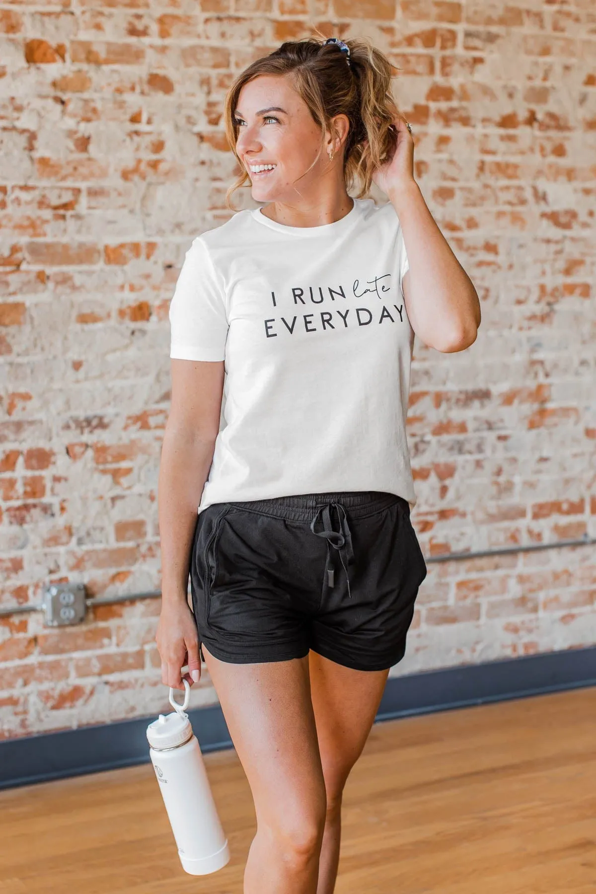 "I Run Late Everyday" Graphic Tee- White