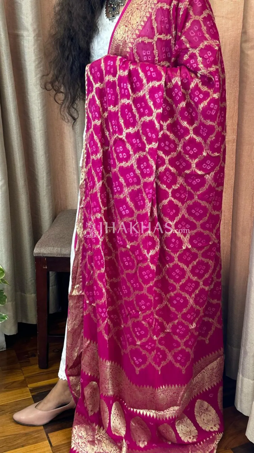 Rani Pink Banarasi Gharchola Georgette Dupatta
