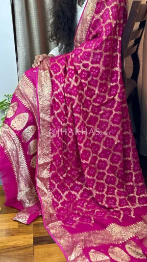 Rani Pink Banarasi Gharchola Georgette Dupatta