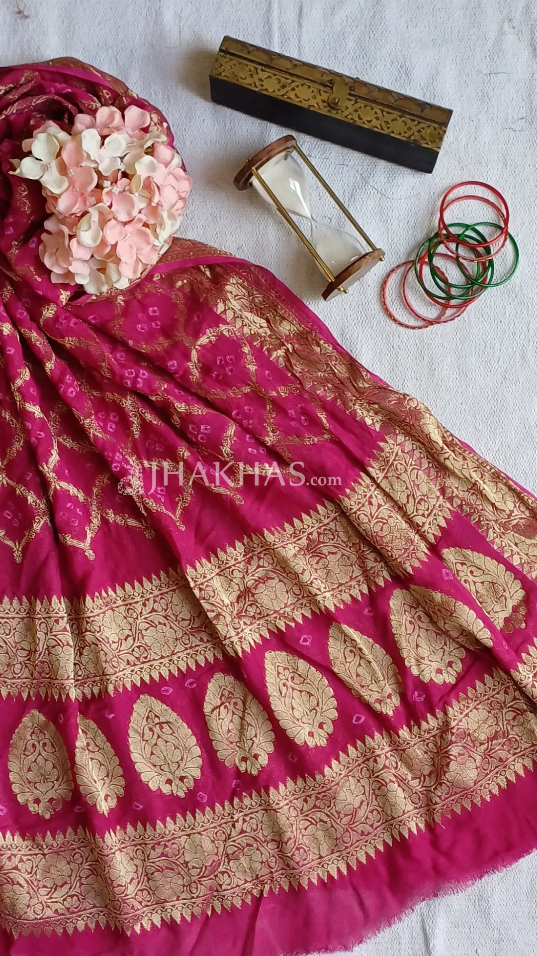 Rani Pink Banarasi Gharchola Georgette Dupatta