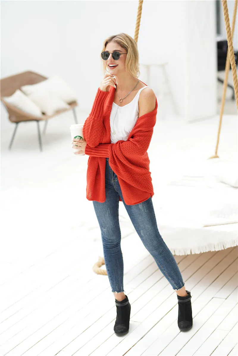 Red Batwing Easy On Cardigan