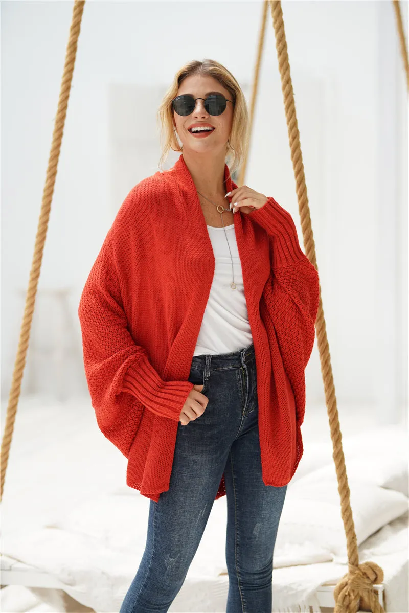 Red Batwing Easy On Cardigan