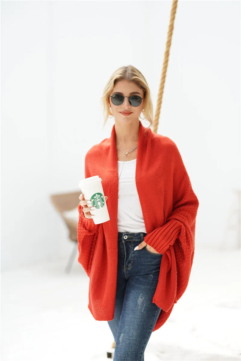 Red Batwing Easy On Cardigan