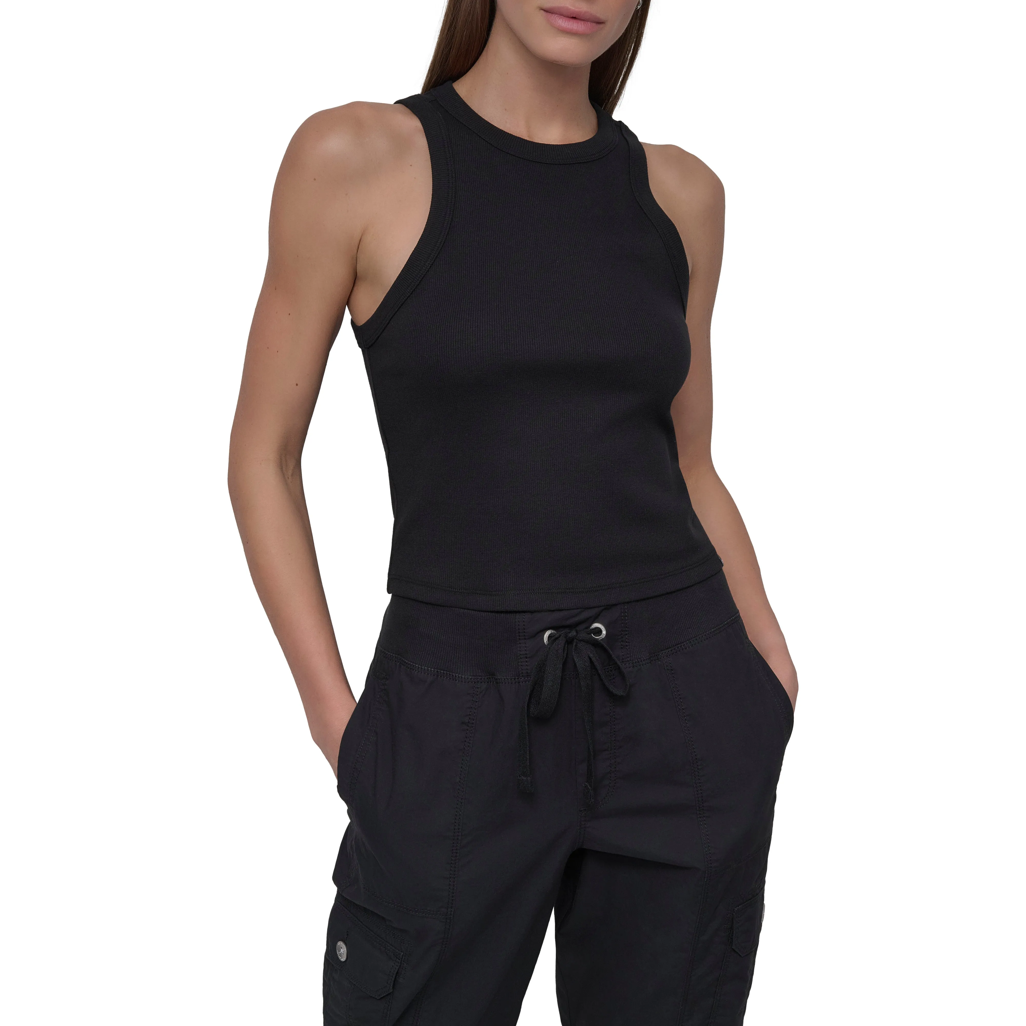RIBBED HIGH NECK TANK