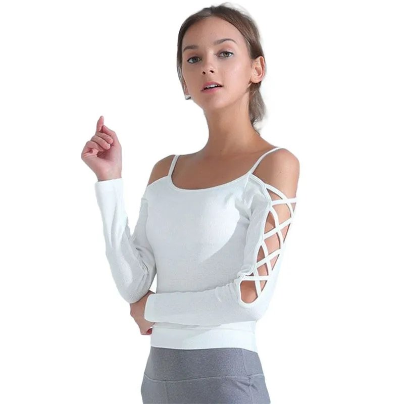 Ribbed Off Shoulder Yoga Top
